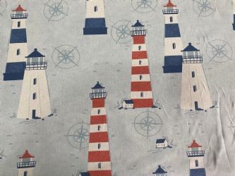 Deniz Feneri Baskılı Poplin Kumaş